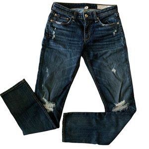Rag & Bone DRE Jeans Size 23 Women Blue Denim Low Rise Slim Boyfriend Distressed